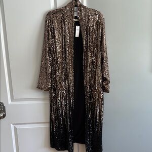 Sequin Long Sleeve Open Front Cardigan